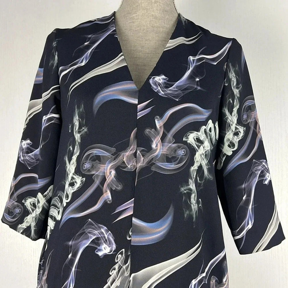 & OTHER STORIES Fumé Print Dress Elbow Length Sleeve V-Neck Black Size 4 - Picture 5 of 16
